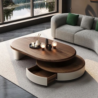Luxury Teak Coffee Table with Storage Drawer -AA