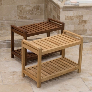 bathroom shower bench teak wood Lyon