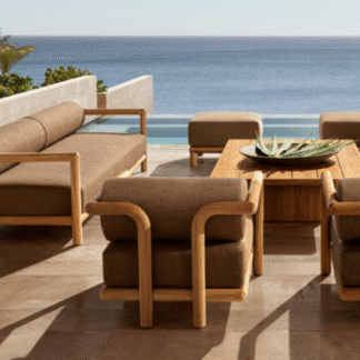 Modern Teak Outdoor Sofa Set Luxury Patio Lounge Furniture