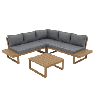 Outdoor Teak Wood Sofa Set Garden Lounge Furniture Patio Sectional Sofa with Coffee Table