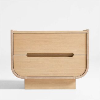 Luxury Minimalist Bedside Cabinet with Soft Curved Profile and Natural Wood Texture