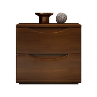 Modern Teak Wood Bedside Cabinet with Curved Drawer Detail