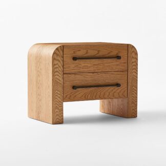 Modern Curved Solid Teak Wood Bedside Table