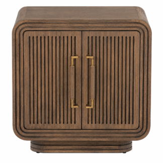 Contemporary Curved Edge Teak Wood Bedside Table