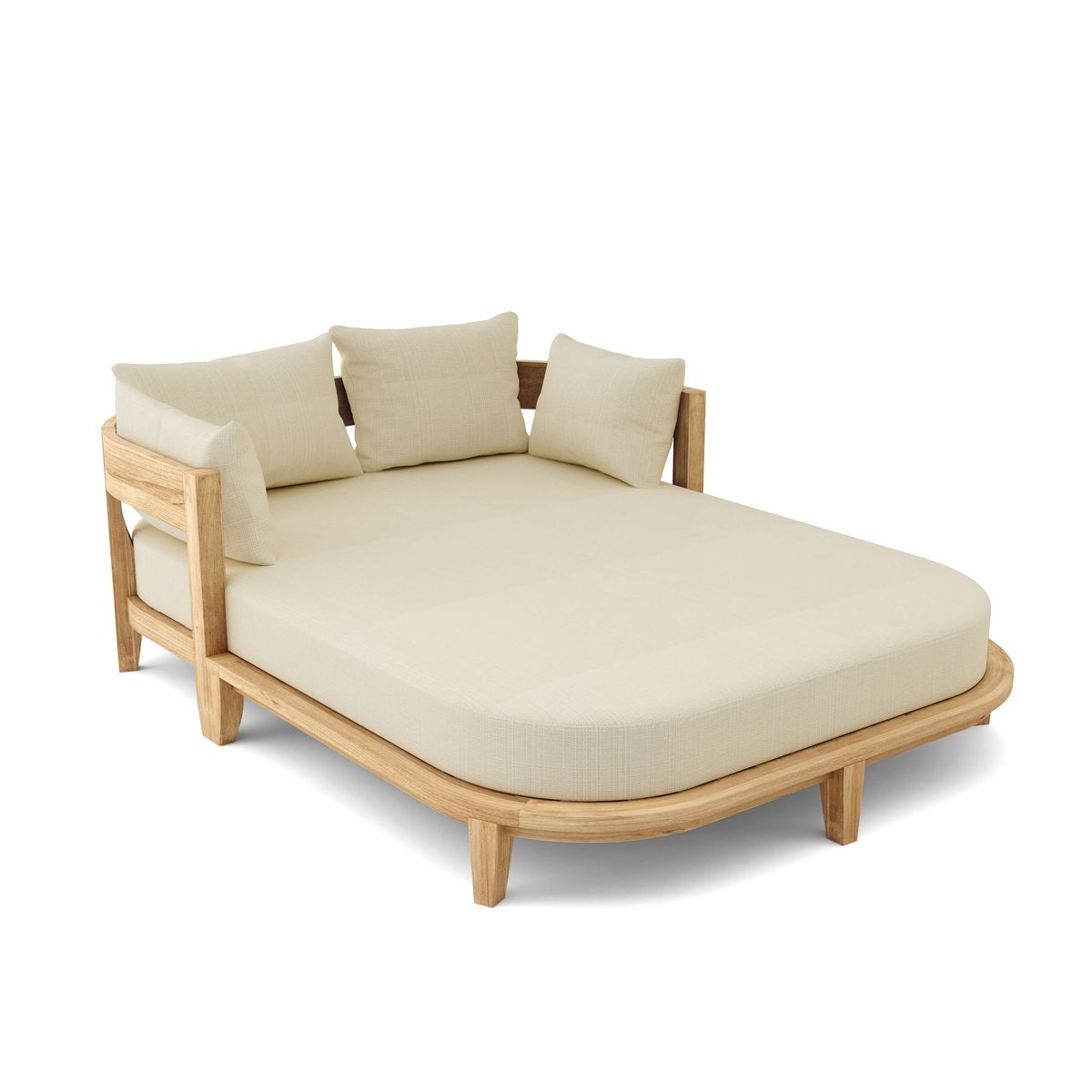 Luxury Outdoor Teak Daybed Premium Wooden Lounge Sofa for Garden Resort