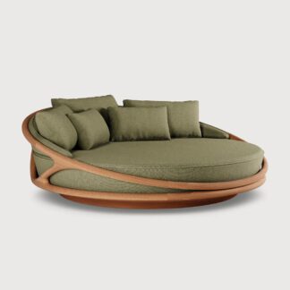 Modern Outdoor Daybed Sofa Solid Teak Wood Luxury Patio Lounge Furniture