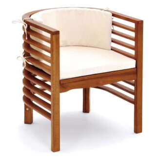 Curved Teak Wrap Around Single Sofa Cushioned Hug Lounge Chair
