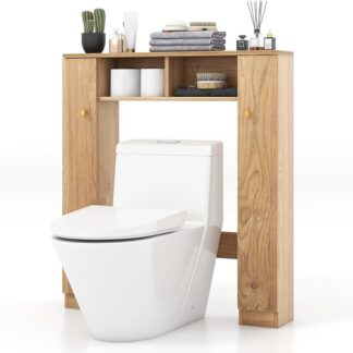 Multi Compartment Teak Toilet Rack Scandinavian Wooden Tissue Storage