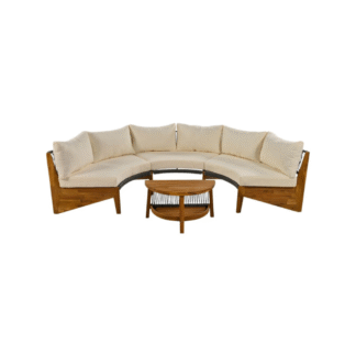 Curved Teak Outdoor Sofa Set Rope Woven Patio Lounge Furniture Garden