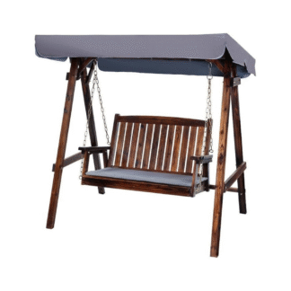 Outdoor Teak Patio Swing Chair with Canopy Garden Hanging Bench for Backyard Villa Resort Relaxing Use