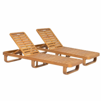 Outdoor Teak Wood Sun Lounger Adjustable Poolside Patio Chaise Lounge Garden Furniture