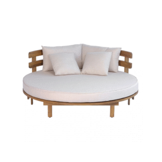 Teak Wood Round Daybed Patio Poolside Lounge Sofa Garden Resort Villa Furniture
