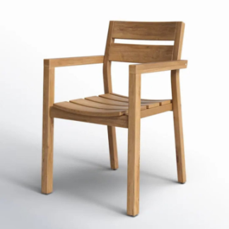 Outdoor Teak Wood Arm Chair Patio Garden Dining Furniture
