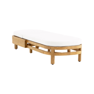 Modern Teak Outdoor Chaise Lounge Chair With Cushion Poolside Sun Lounger Patio Furniture