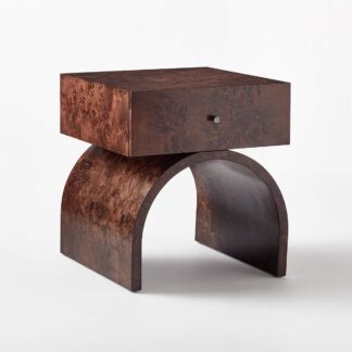 Solid Teak Wood Bedside Organizer Elegant Semi Circle Floating Table