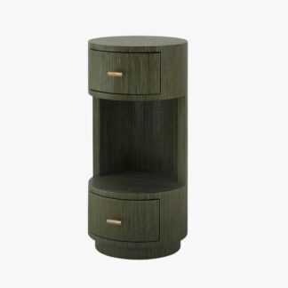 Tall Round Teak Wood Nightstand Unique Timber Side Table for Bedroom
