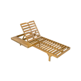 Outdoor Teak Wood Sun Lounger Adjustable Poolside Chaise Lounge Resort Villa Hotel Furniture