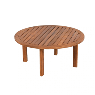Modern Round Teak Wood Outdoor Coffee Table for Patio and Garden