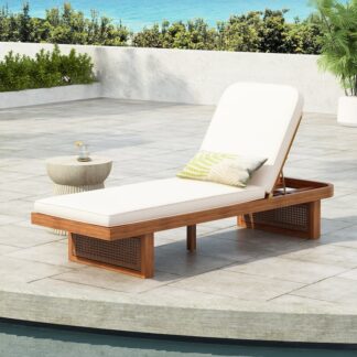 Minimalist Teak Wood Outdoor Patio Sunbed Lounger