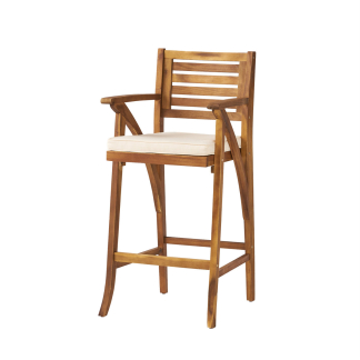 Outdoor Teak Wood Bar Chair With Cushion Bar Seating Furniture