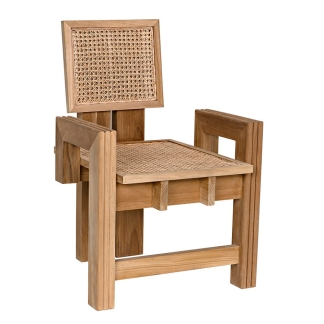 Modern Teak Wood Rattan Dining Chair Solid Wood Cafe Restaurant Furniture