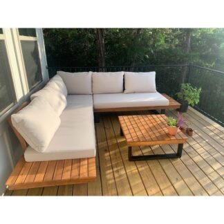 Minimalist Wooden Sectional Outdoor Set