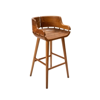 Modern Solid Wood Bar Stool Curved Back Kitchen Counter Chair