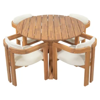 Modern Teak Outdoor Dining Set Round Patio Table and Chair Garden Furniture Resort Villa Outdoor Furniture