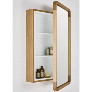 Solid Teak Wood Arched Mirror Cabinet Elegant Residential Toilet Shelf