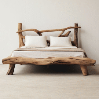 Live Edge Teak Log Bed Frame Tropical Resort Luxury Bedroom Furniture