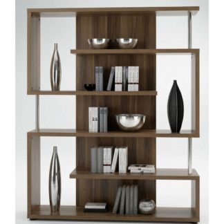 Modern Teak Wood Storage Rack with Layered Display Sections