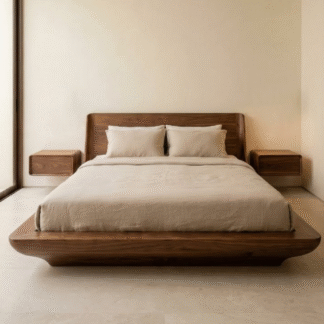 Luxury Contemporary Teak Wood Low Profile Platform Bed