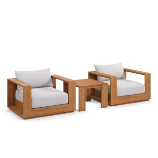 Modern Outdoor Teak Lounge Chair Set Patio Furniture Garden Sofa Set Resort Villa Outdoor Furniture