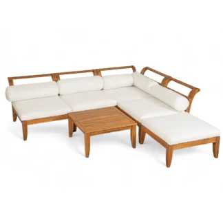 Teak Outdoor Sofa Set Modern Patio Sectional Garden Lounge Furniture Resort Villa Corner Sofa Set