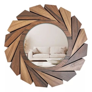 Modern Minimalist Wooden Spiral Wall Mirror-AA