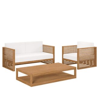 Outdoor Teak Wood Sofa Set Patio Garden Furniture with Coffee Table