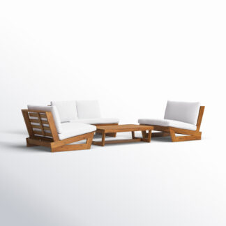 Modern Teak Wood Outdoor Sofa Set Garden Lounge Furniture