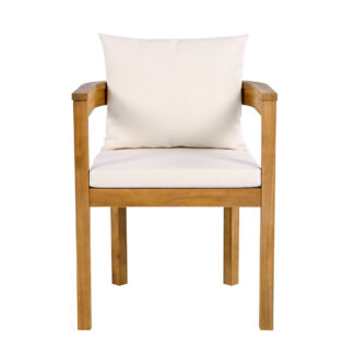 Modern Teak Wood Outdoor Dining Chair with Cushion Seat