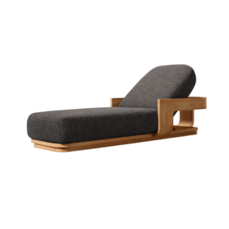 Teak Outdoor Sun Lounger Adjustable Backrest Poolside Chaise Lounge Resort Villa Garden Furniture
