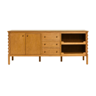 Solid Teak Wood Sideboard Storage Cabinet Modern Minimalist Buffet Cabinet Living Room Furniture with Doors and Drawers