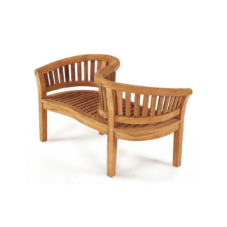 Handcrafted Solid Teak Wood Outdoor Bench Elegant Curved Design for Garden Patio Resort and Villa