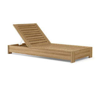 Teak Sun Lounger Outdoor Chaise Lounge Adjustable Poolside Patio Furniture