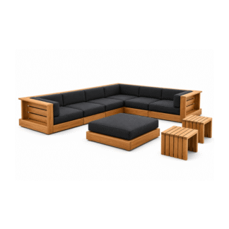 Luxury Teak Wood Outdoor Sofa Set Patio Garden Lounge Furniture for Resort Villa Hotel Backyard Deck Seating