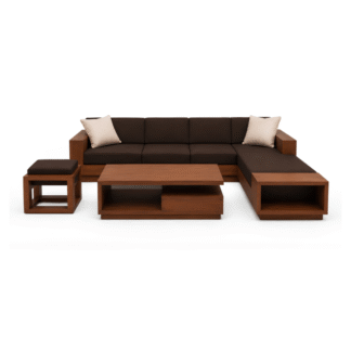 Luxury Solid Teak Wood Sectional Sofa Set L Shape Lounge Furniture for Villa Hotel Resort Living Room