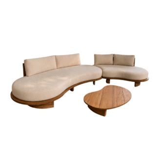 Teak Wood Outdoor Sofa Set Modern Patio Garden Villa Resort Hotel Lounge Furniture