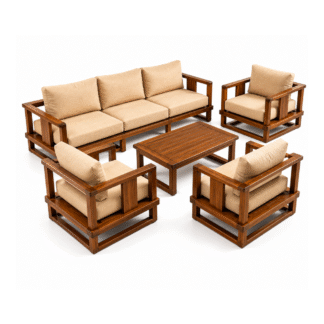 Teak Wood Outdoor Sofa Set Modern Patio Conversation Set Garden Furniture Villa Resort Hotel Lounge Set