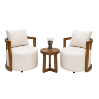 Modern 3 Piece Living Room Set Wooden Frame Lounge Chairs with Side Table Luxury Hospitality Furniture
