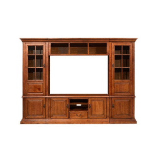Luxury Solid Teak TV Entertainment Wall Unit Wooden Display Cabinet Living Room Furniture