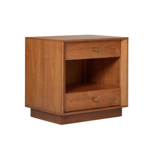 Solid  Teak Wood Nightstand Double Drawer Bedside Table Wooden Storage Cabinet Bedroom Furniture Modern Style