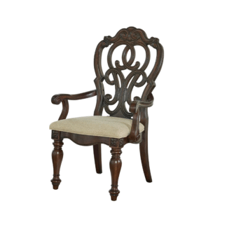 Solid Teak Wood Carved Dining Chair Classic Vintage Style Elegant Upholstered Seat Luxury Restaurant Hotel Furniture